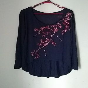 Navy blue with cherry blossoms